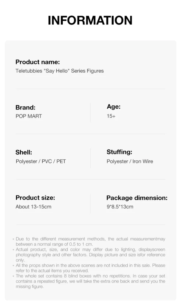 S9cdad0f88b8e4028b4df51c5645c191dj-1.webp POP MART Teletubbies "Say Hello" Series Figures 1PC/8PCS Blind Box POPMART Action Figure
